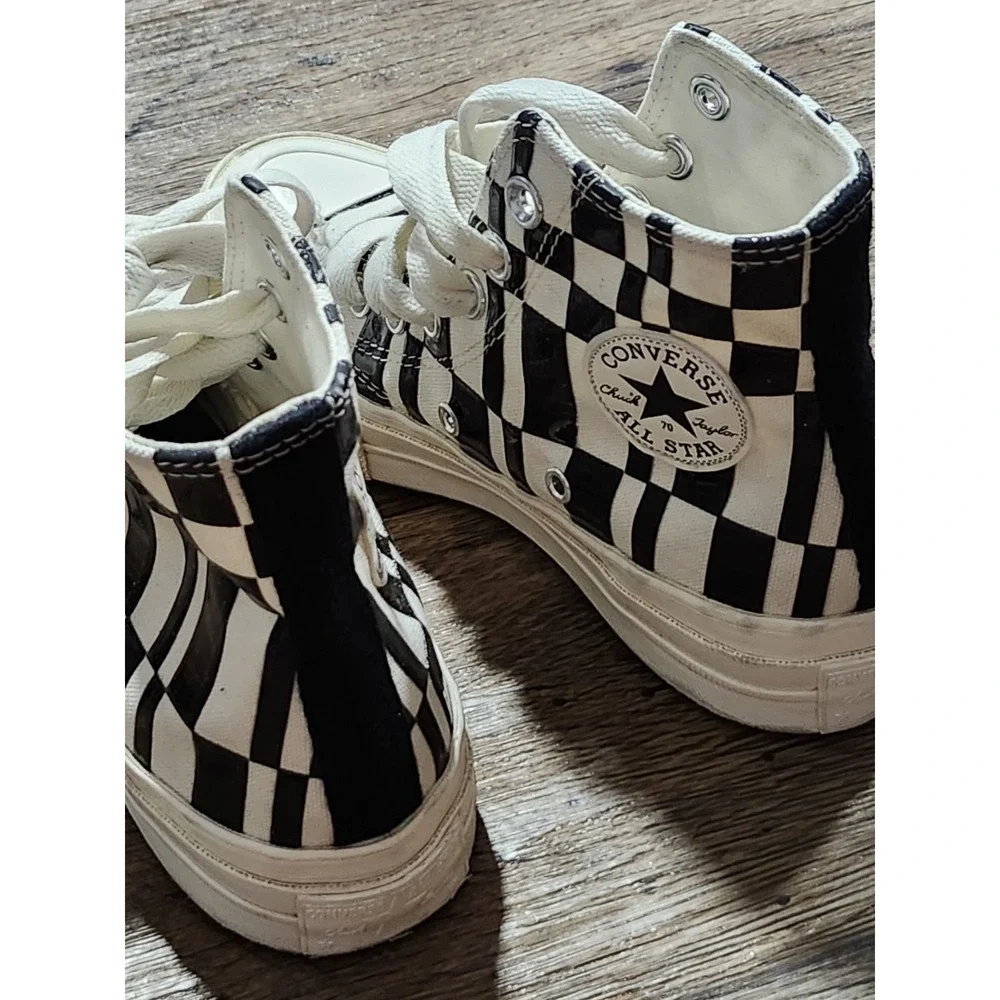 Converse Chuck 70 Checkered Black White shoes Egret A08764C High Womens 5 Men 3